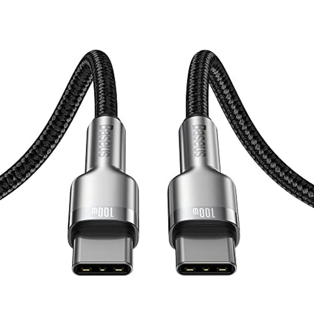 USB C Cable, Baseus [2-Pack 6.6ft+6.6ft] 100W PD 5A QC 4.0 Fast Charging USB C to USB C Cable, Zinc Alloy Nylon Braided Type C Cable for Samsung S21 S20 Note 20 iPad Pro MacBook Pro Google Pixel etc