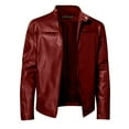 thumbnail image 3 of GXIPO Mens Leather Jacket Real Lambskin Cafe Racer Style Leather Biker Jackets For Men Wine XL, 3 of 4