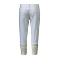 thumbnail image 5 of QURATI Women's Light Wash Denim with Lace Cuffs | Slim Fit Cropped Jeans Womens Bottoms White XL, 5 of 7