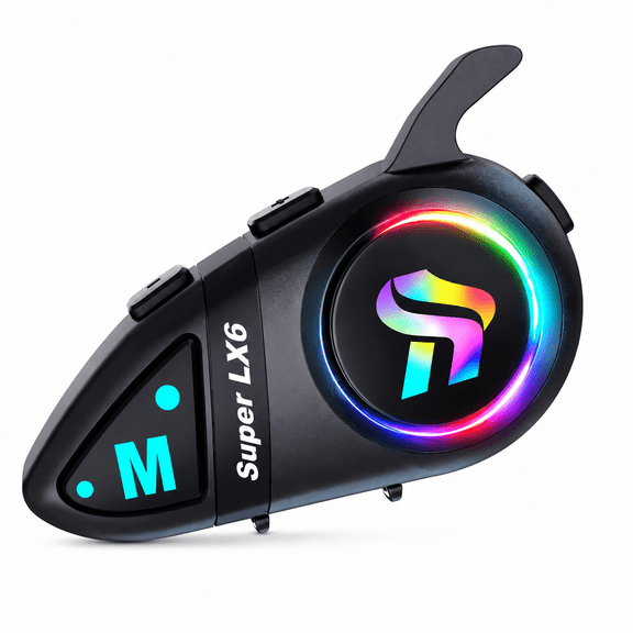 LX6 Bluetooth 5.4 Motorcycle Helmet Headset, Waterproof Wireless Helmet Speaker with 40mm Driver, AI Voice Assistant, FM Radio, Auto Answer, Dual Phone Connection for Motorcycle Riding