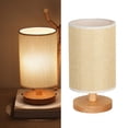 thumbnail image 3 of DOLITY Modern Bedside Table Lamp Wood Base Shade LED USB Rechargeable Nightlight Yellow Linen, 3 of 6