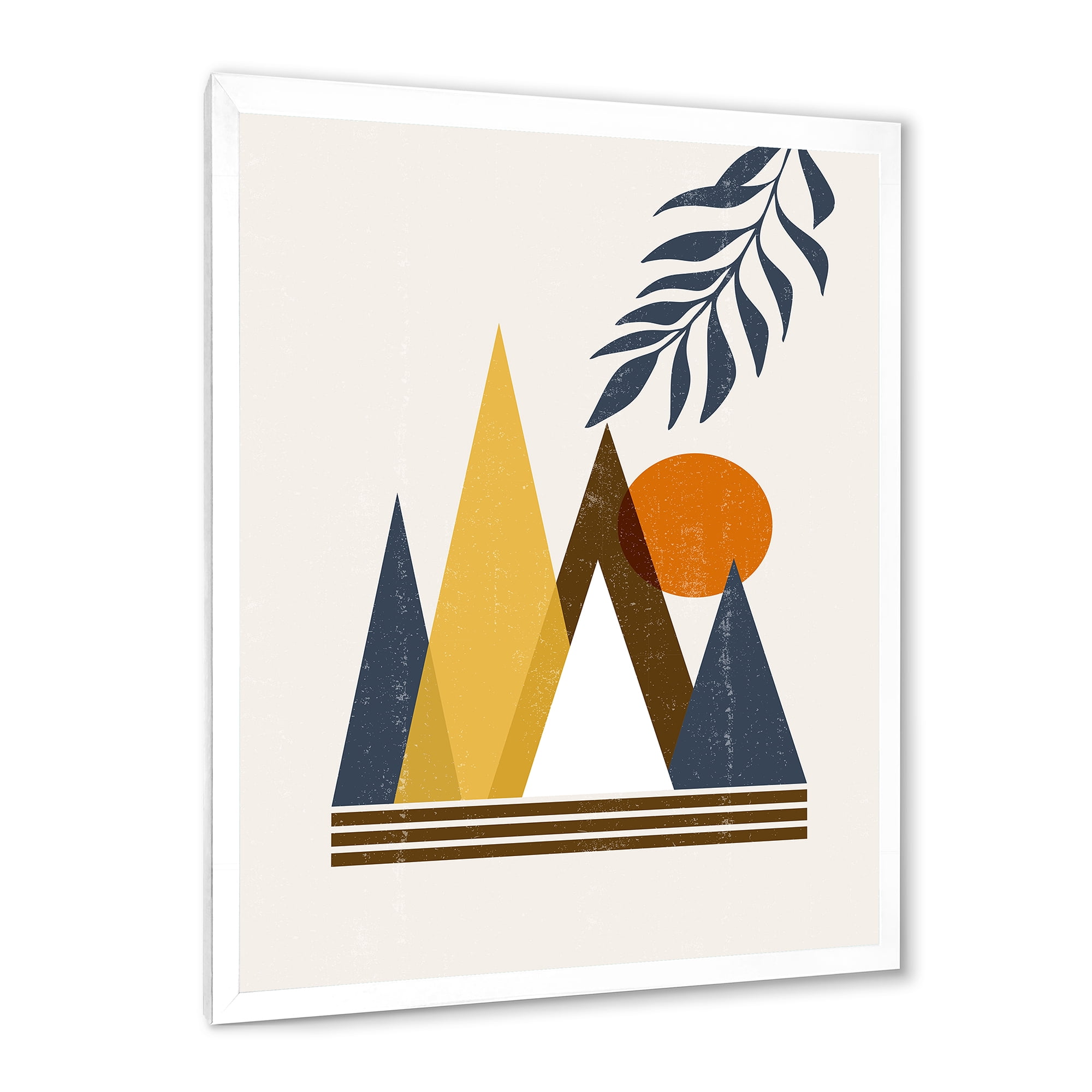 Designart 'Abstract Moon and Sun In Mountains I' Modern Framed Art Print