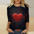 thumbnail image 3 of Fmbrln Womens Plus Size Valentines Day Shirts 3/4 Sleeve Crew Neck Valentines T-Shirts Tops Fashion Cute Heart Print Blouse, 3 of 6