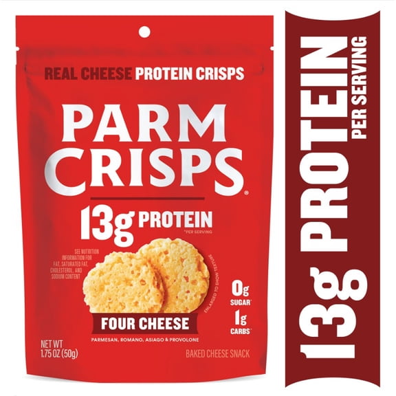 ParmCrisps Protein Four Cheese Oven-Baked Cheese Crisps Snack Crackers, 1.75 oz