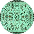 thumbnail image 1 of Ahgly Company Machine Washable Indoor Round Animal Turquoise Blue Traditional Area Rugs, 3' Round, 1 of 4