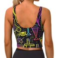 thumbnail image 4 of Uemuo Neon Bar Drinks Pattern Women's Sports Bra - High Impact Support, Breathable, and Comfortable Athletic Bra for Running, Yoga, and Workouts, 4 of 9