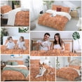 thumbnail image 5 of 3 Piece Boho Orange Duvet Cover Set Twin Size,Microfiber Comforter/Quilt Cover with Corner Ties and 2 Pillowcases,Country Style Bohemian Floral Retro Tribal All Season Bedding with Zipper Closure, 5 of 8