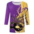 thumbnail image 4 of PMUYBHF Hauts pour Femmes Col Rond Manches Trois-Quarts Blouse Confortable à Imprimé Floral T-Shirts 843 L, 4 of 4