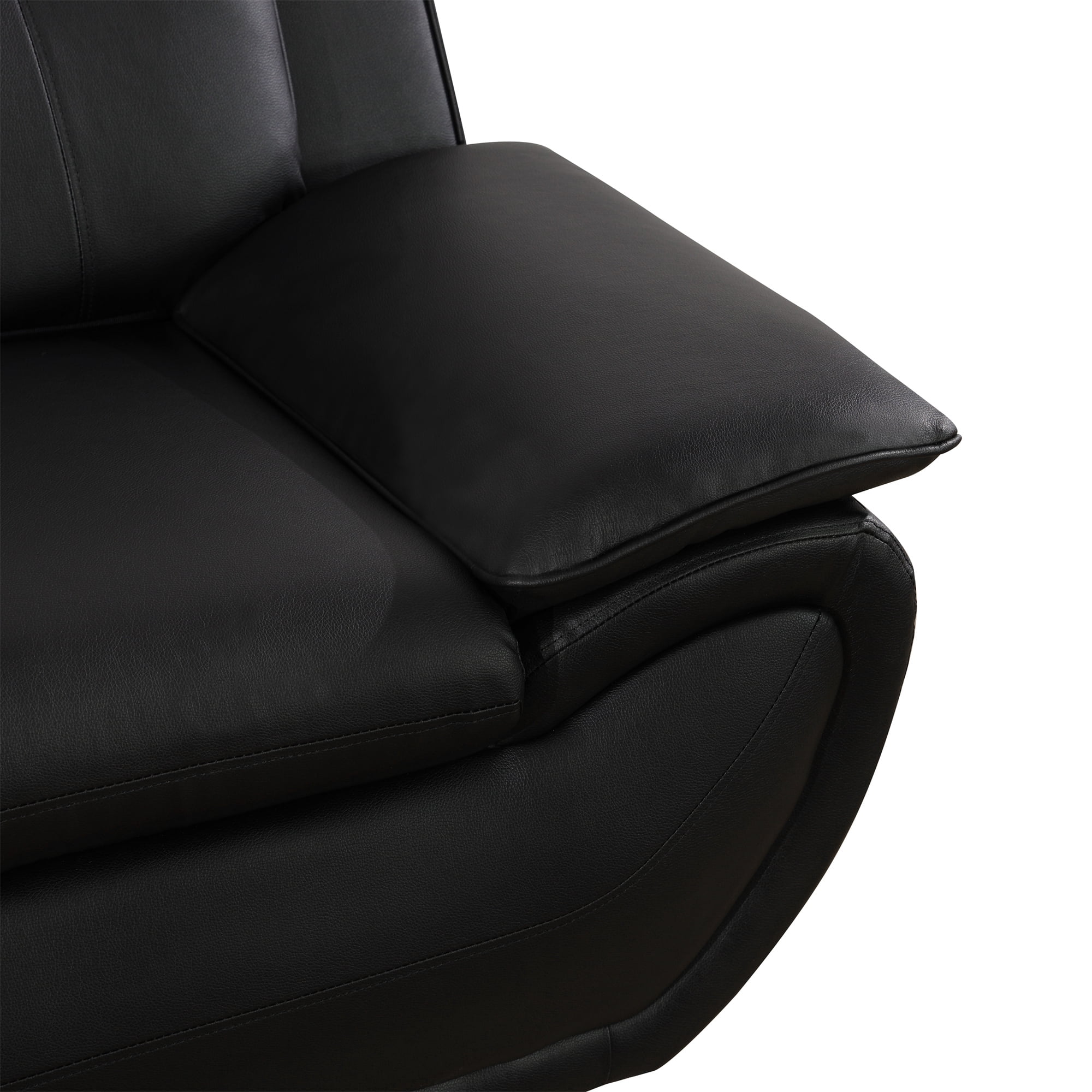 Aukfa 3 Piece Sofa Set - 46" Wide Upholstered Sofa Couch Armchair, Leather, Black