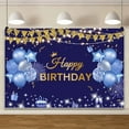 thumbnail image 5 of Blue Happy Birthday Backdrop Balloons Fireworks Flags Happy Birthday Photography Background Sign Wallpaper Men Boy Kids Birthday Party Banner Cake Table Decoration Supplies, 5 of 6