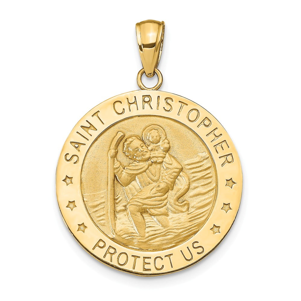 AA Jewels Solid 14k Yellow Gold Catholic Patron Saint Christopher