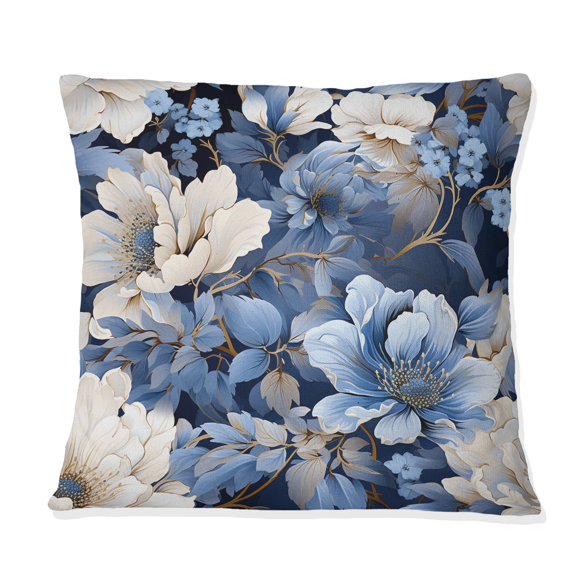 Blue and white floral throw pillows hotsell