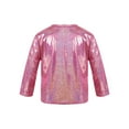 thumbnail image 2 of Miutii Kids Big Girls Boys Shiny Metallic Dance Top Long Sleeve Glitter Loose T-Shirt for Dance Rose Red 150, 2 of 5