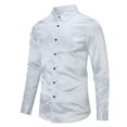 thumbnail image 4 of Men's Slim-Fit Long-Sleeve Solid Satin Silk Like Dance Prom Dress Shirt Tops, 4 of 5