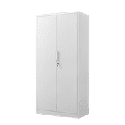 TIMOREN 70" Tall 2-Door File Cabinet with Lock, Steel Office Storage Cabinet with 4 Adjustable Shelves for Letter & Legal Size Files, Home Office and Commercial Organization, White