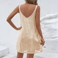 thumbnail image 5 of Women's Fashion Sequin Solid Color Suspender Dress for New Year's Eve, Clubs, and Evening Galas Beige S, 5 of 5