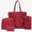 Red, variant on Mwjwdo Women's Vintage Oil Wax Leather 4-Piece Tote Bag Set, Solid Color Top Handle Satchel Crossbody Handbags for Daily Commute Black