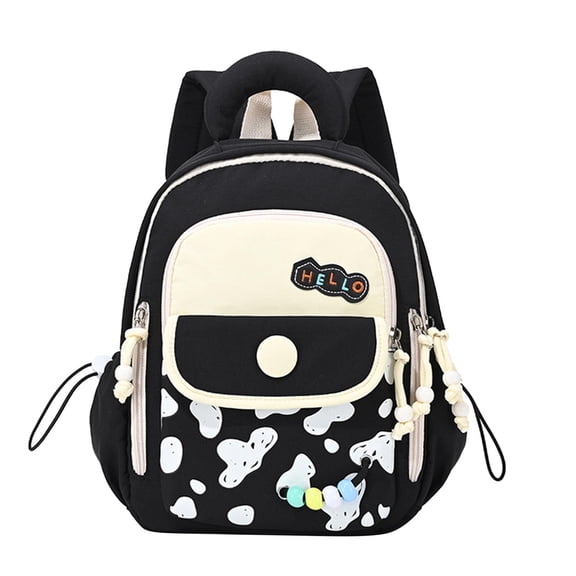Lightweight Color Contrast Mini Backpack with Bead Decor, Multi Compartment Portable Travel School Daily Shoulder Bag