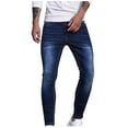 thumbnail image 4 of Penkiiy Men's Blue Slim Fit Jeans Stretch Destroyed Ripped Skinny Jeans Side Striped Denim Pants S Blue, 4 of 8