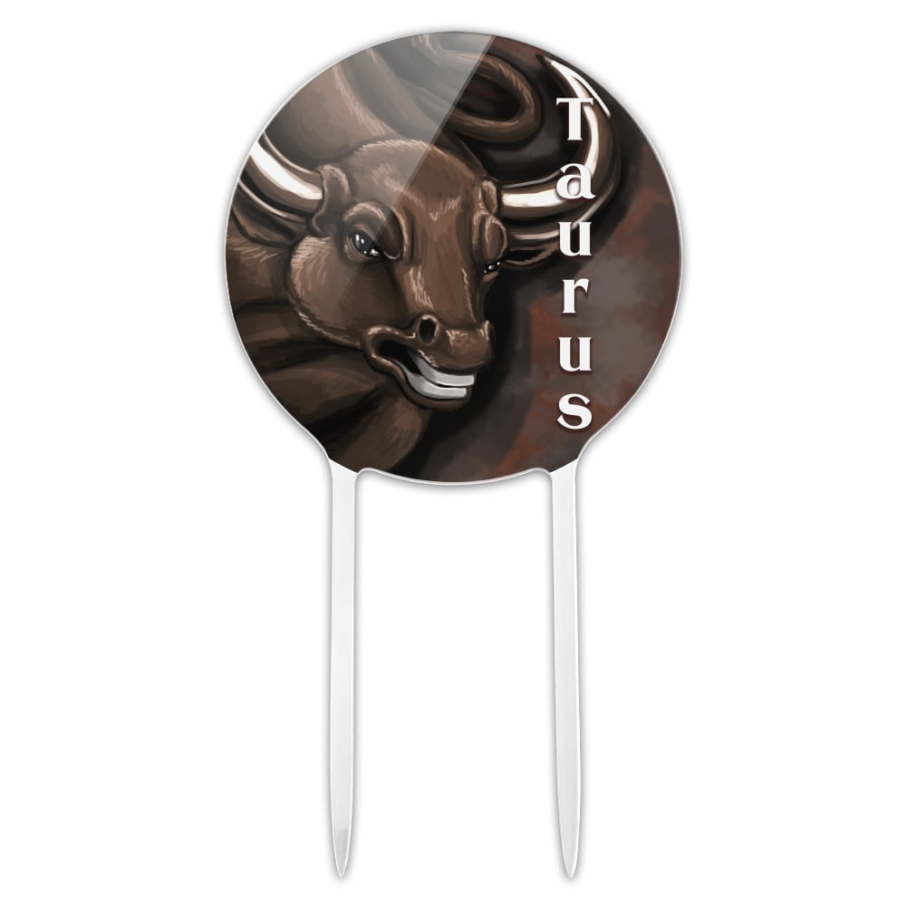 Acrylic Taurus the Bull Zodiac Horoscope Cake Topper Party Decoration for Wedding Anniversary Birthday Graduation