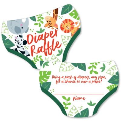 Jungle Party Animals - Diaper Shaped Raffle Ticket Inserts - Safari Zoo ...