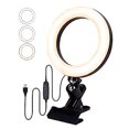thumbnail image 1 of Operated 6inches LEDs Selfie Ring Light with Clamp USB Operated 3 Colors Temperature Changing/ 3 Levels Dimmable Brightness Adjustable& Illuminating Angle Adjustable for Laptop PC, 1 of 7