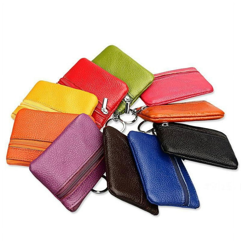 Multi functional mini wallet with dual zippers, small wallet, keychain