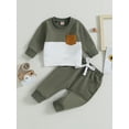 thumbnail image 2 of Wassery Toddler Boys Fall Winter Clothes Long Sleeve Crew Neck Contrast Color Sweatshirt Pullover Top Elastic Waist Sweatpants 2Pcs 6M 12M 18M 2T 3T Infant Baby Boys Pants Sets, 2 of 9
