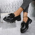 thumbnail image 3 of Xucatan Women's Fashionable Patent Leather Loafers with Large Satin Bow, Chunky Thick Sole for Subtle Height, Slip-On Comfort with Soft Lining, Versatile Solid Color Flats for Casual Daily Wear Gift, 3 of 9