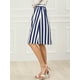 thumbnail image 4 of Allegra K Falda Mujer Midi A Rayas Con Botones Y Elástica, dos colores Blanco azul M, 4 of 6