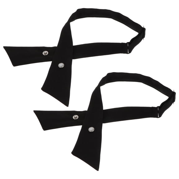 MEIBUTYUP 2PCS Bowtie Adjustable Black Necktie for Girls Polyester Anti-wrinkle Design