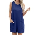 thumbnail image 6 of Cueply Women's Romper Summer Short Overalls Sleeveless Casual Jumpsuits Round Neck Loungewear Tank Tops Loose Fit with Pockets, 6 of 8