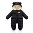 thumbnail image 1 of Mono de invierno para bebé con capucha, mono de nieve para niños y niñas, mono de manga larga, conjunto cálido de regalo (negro, 90 cm), 1 of 5