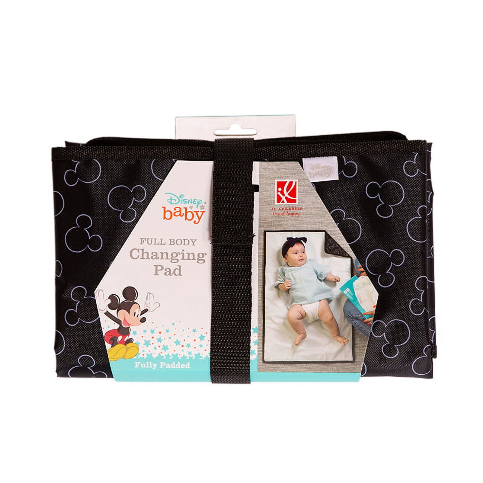 Disney Baby J.L. Childress Full Body Portable Changing Pad for Babies - Diaper Changing Mat for Travel, Fully Padded, Extra Large - Mickey Mouse Black
