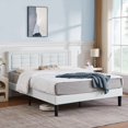 thumbnail image 2 of VECELO Queen Upholstered Platform Bed Frame with Button Tufted Adjustable Headboard, White, 2 of 7