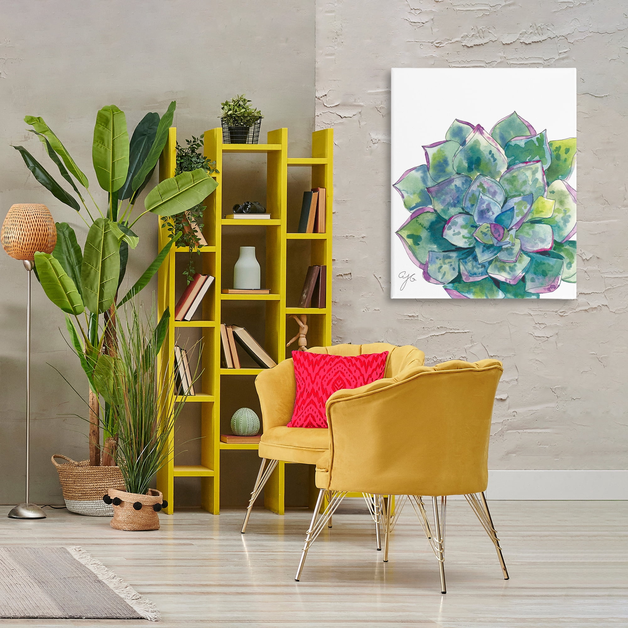 Stupell Industries Abstract Succulent Watercolor Botanical & Floral Painting Gallery Wrapped Canvas Art Print Wall Art, 30 x 40