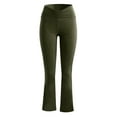 thumbnail image 2 of Huesdet Flare Leggings for Women, Crossover Yoga Pants with Pockets Bootcut Flared Leggings Army Green,M, 2 of 7