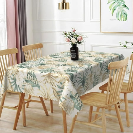 

Uorbeay 60x102inches Tropical Plant Flower Table Cloth Vintage Sage Green Gold Palm Leaves Floral Tablecloth Waterproof and Wrinkle Free Table Cover for Dining Room Kitchen Indoor Outdoor Party Decors
