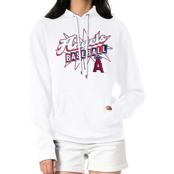 Women's Starter  White Los Angeles Angels Drive-In Pullover Hoodie