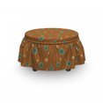 thumbnail image 3 of Abstract Ottoman Cover, Eyeball Look Circle Motif, 2 Piece Slipcover Set with Ruffle Skirt for Square Round Cube Footstool Decorative Home Accent, Standard Size, Amber Seafoam, by Ambesonne, 3 of 5