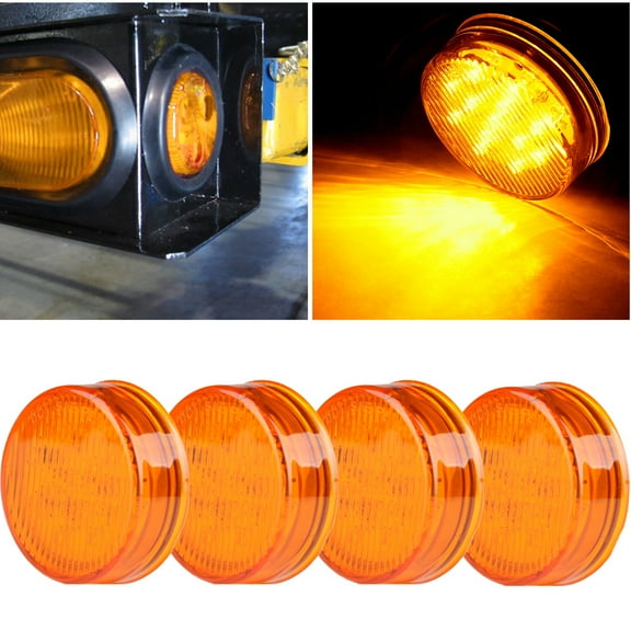 ECCPP Pack of 4 Truck Trailer 2.5" Round Clearance Marker Led Round Side Marker Light Flush Mount Amber