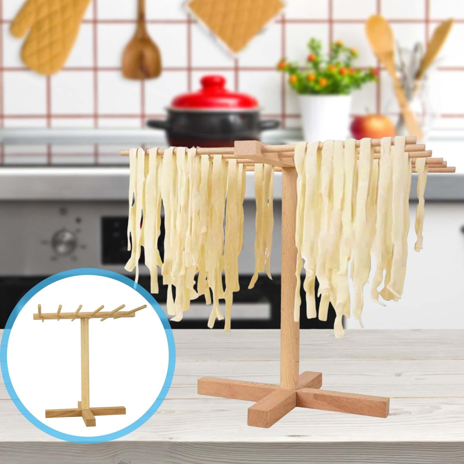 Tohuu Pasta Rack Wooden Noodle Fisherman Pasta Holder with 12 Arms