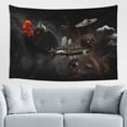 thumbnail image 1 of Steampunk Space Airship Tapestry, Space Station Sun Wall Hanging Tapestries Dorm Room Home Decor, 60" x 40", 1 of 7