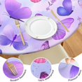 thumbnail image 4 of Purple Butterfly Lavender Pattern Round Fitted Tablecloth with Elastic Edge,Dining Table Cover Waterproof,Outdoor Round Tablecloth for Camping,Dining,Indoor and Outdoor, 4 of 7