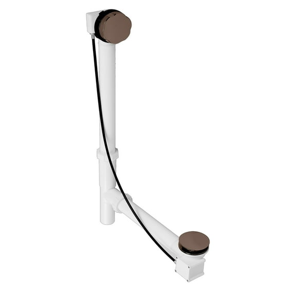 Westbrass D50P35TLE-12 35" Cable Drive Standard Bath Drain Trim Kit with Rotary Overflow Cover Knob, Pop-Up Stopper and Poly Tubular Pipes & Fittings, Oil Rubbed Bronze