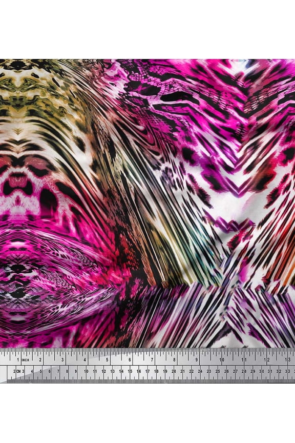 Viscose Chiffon Fabric Leopard & Snake Animal Skin Print Sewing Fabric Yard 42 Inch Wide