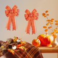 thumbnail image 2 of Axiiglly Thanksgiving Fall Decor Bows, 2pcs 19x10"Large Orange Pumpkin Plaid Hanging Bow Fall Decorations for Home Pre-Tied Bows for Wreaths Swag Indoor Outdoor Holiday Decor, 2 of 7