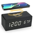 thumbnail image 5 of Wooden Digital Alarm Clock with Wireless Charging, Dimmable, Adjustable Volume, 3 Alarms, Weekday/Weekend Mode, Snooze, Digital Clock for Bedroom, Bedside, Office, 5 of 11