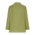thumbnail image 6 of Otvok Womens V-Neck Long Sleeve Loose Button Cotton and Linen Tunic Summer Blouse, 6 of 6