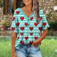 thumbnail image 2 of Camisetas de Cuello en V Mujeres de Moda Y Cómodo Botón Casual V-Cuello Camiseta Suelta Y Elástica No Posicionamiento Impresión Mujer Camisetas Casual, 2 of 6